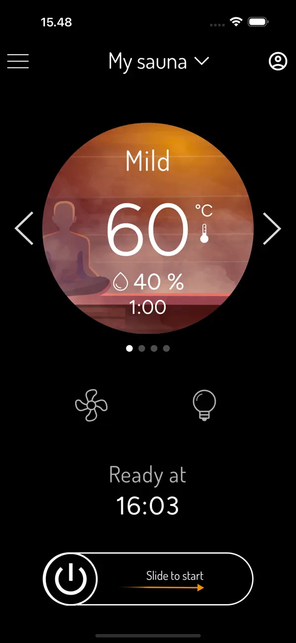 MyHarvia 2 customizable sauna preset screen