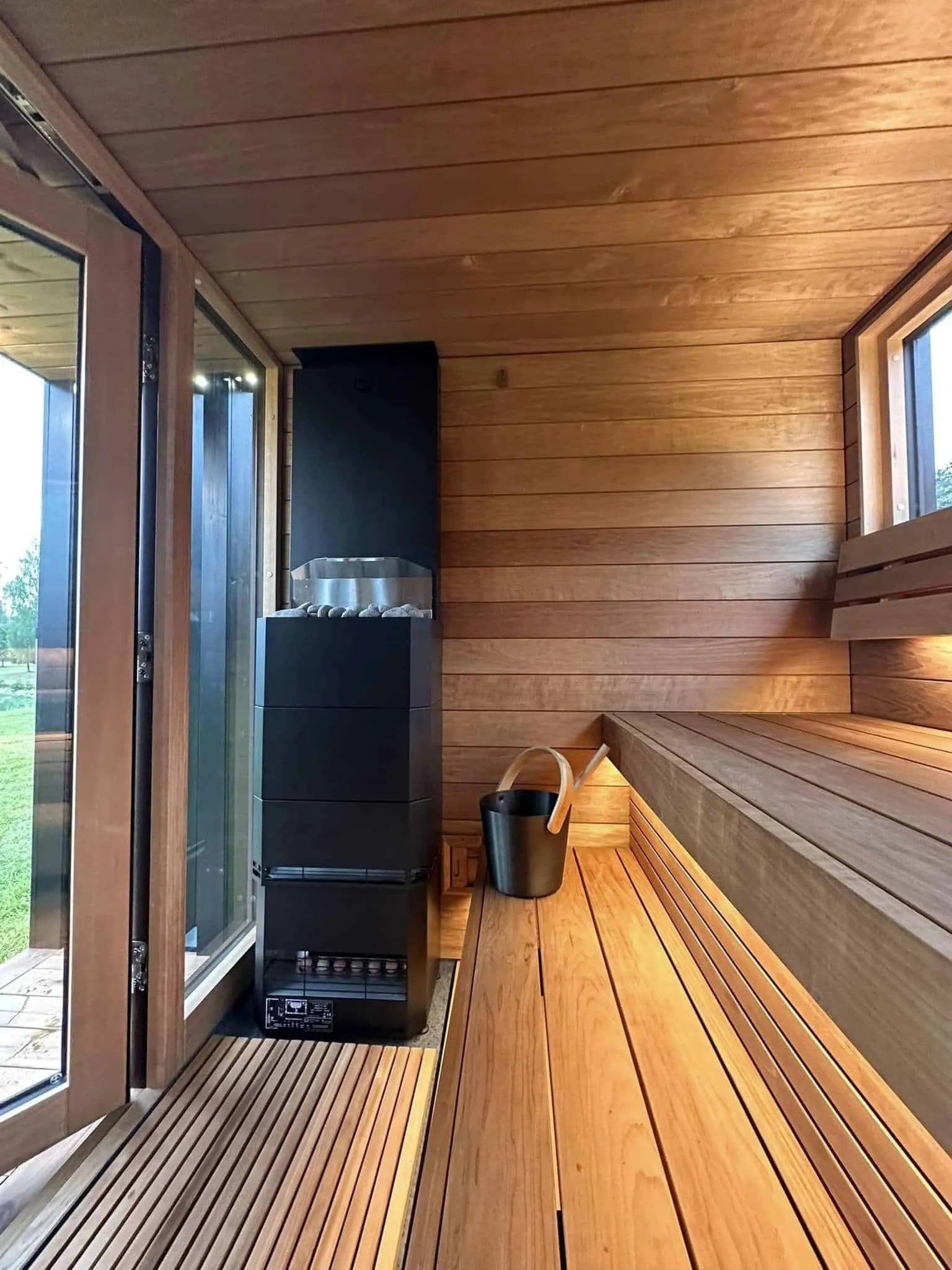 Saunum Electric sauna heaters installed in a sauna