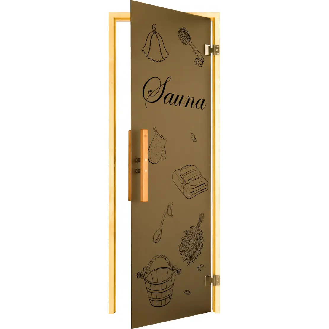 Glass sauna door
