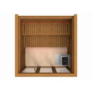 Eco Modern Outdoor Sauna Kit, top-down rendering of interior layout