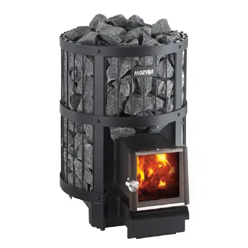 Harvia Legend 150 SL wood-burning sauna stove, stone basket and extended firebox door