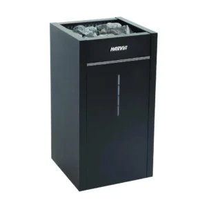 Harvia Virta Combi electric sauna heater, black rectangular casing with sauna stones