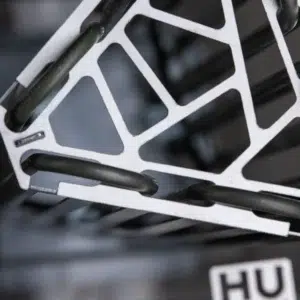 HUUM CLIFF electric sauna heater, close view of metal basket construction