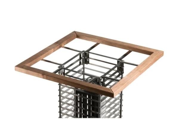 HUUM CLIFF safety railing, installed around an empty heater cage