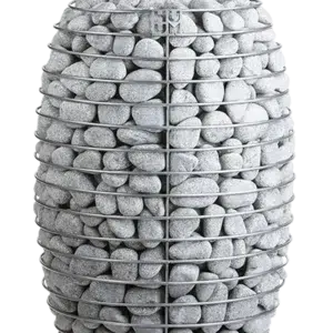HUUM HIVE electric sauna heater, rounded metal basket filled with sauna stones
