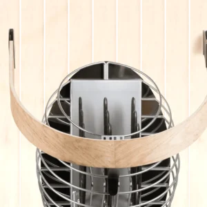 Safety Railing for HUUM Drop Sauna Heater, installed around a wall-mounted heater