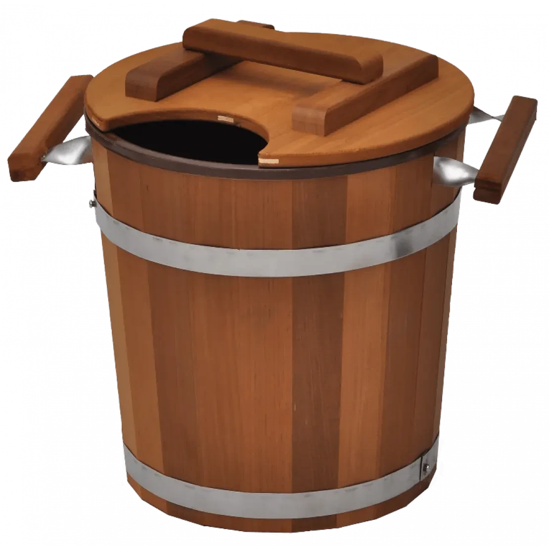 TESLI 20 L thermo wood sauna bucket with plastic insert and lid, lid fitted over the bucket