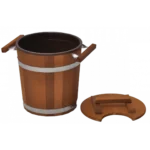 TESLI 20 L thermo wood sauna bucket with plastic insert and lid, lid removed to show plastic liner