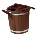 TESLI 20 L thermo wood sauna bucket with stainless steel insert and lid, lid fitted over the bucket