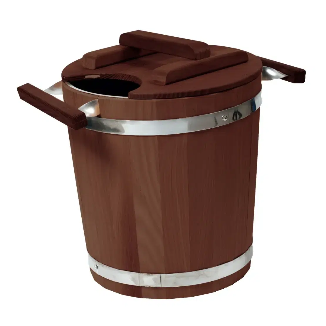 TESLI 20 L thermo wood sauna bucket with stainless steel insert and lid, lid fitted over the bucket