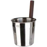 TESLI 5L stainless steel sauna bucket, angled view of bucket and handle