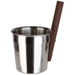 TESLI 5L stainless steel sauna bucket, front view of bucket and handle