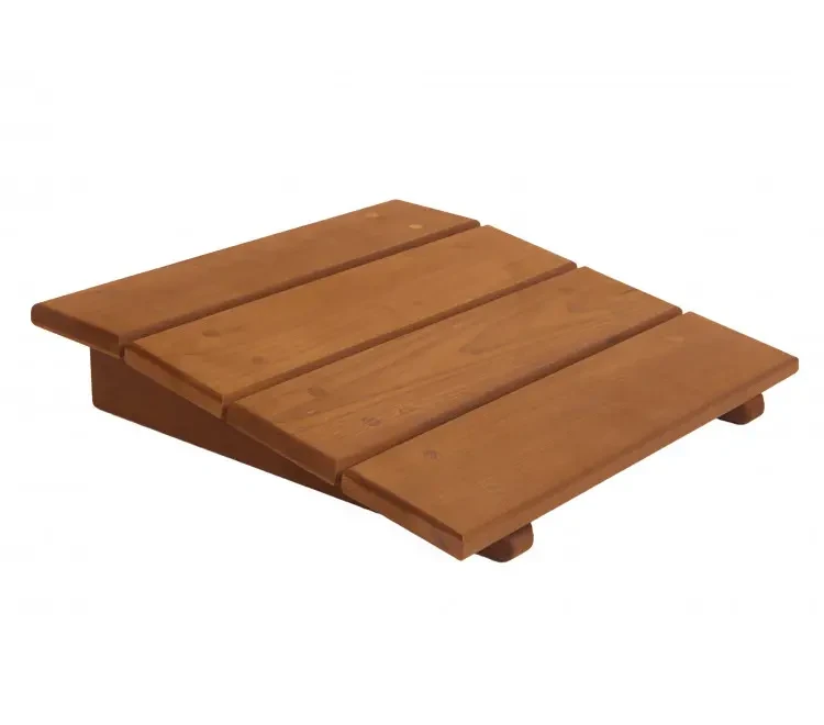 TESLI Alfa thermo wood sauna headrest, angled top view of slatted headrest