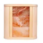 TESLI Amber Salt sauna light cover, front view of salt panel in a wooden frame