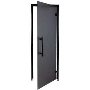 TESLI ANTALYA BLACK Steam Room Glass Door, door partly open