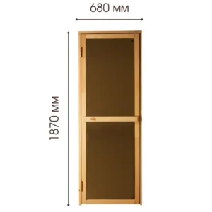 TESLI BRAVO Sauna Glass Door, dimensioned front view