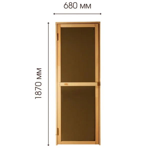 TESLI BRAVO Sauna Glass Door, dimensioned front view