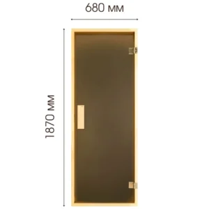 TESLI Briz glass sauna door, front view with height and width annotations