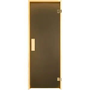 TESLI Briz glass sauna door, front view with plain tinted glass