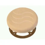 TESLI CIRCULAR Sauna Vent Cover D100 with Stainless Steel Mounting Piece, angled view showing the mounting piece