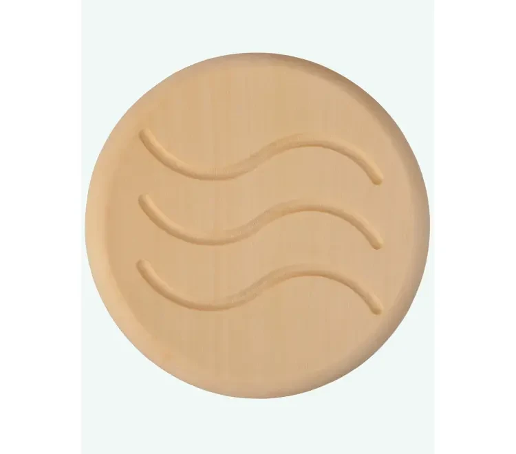 TESLI CIRCULAR Sauna Vent Cover D100 with Stainless Steel Mounting Piece, front view with wave pattern