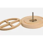 TESLI CIRCULAR Sauna Vent Cover D100 with Wooden Mounting Piece, cover and mounting piece separated
