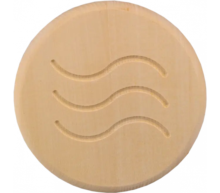 TESLI CIRCULAR Sauna Vent Cover D125 with Stainless Steel Mounting Piece, front view with wave pattern