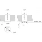 TESLI CIRCULAR sauna vent cover, installation dimension drawing