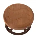 TESLI CIRCULAR THERMO wood Sauna Vent Cover D100 with Stainless Steel Mounting Piece, angled view showing the mounting piece