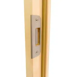 TESLI DUO Sauna Glass Door, close-up of latch strike plate