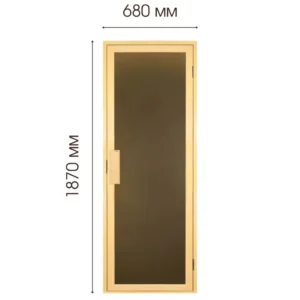 TESLI DUO Sauna Glass Door, dimensioned front view