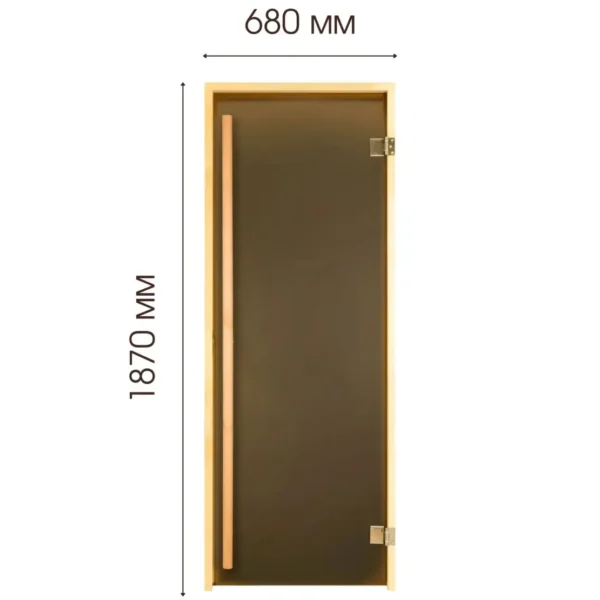 TESLI GRAND Sauna Glass Door, dimensioned front view