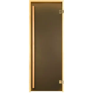 TESLI GRAND Sauna Glass Door, front view with long wooden handle