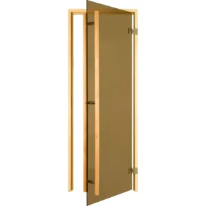 TESLI GRAND Sauna Glass Door, open door showing hinges and frame