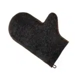 TESLI grey natural felt sauna glove, product view with hanging loop