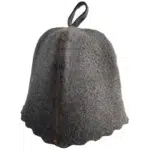 TESLI grey natural felt sauna hat, product view with hanging loop