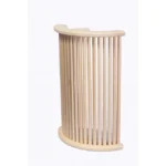 TESLI Lira sauna light cover, front view of curved vertical wooden slats