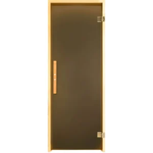 TESLI LUX Sauna Glass Door, front view with wooden handle