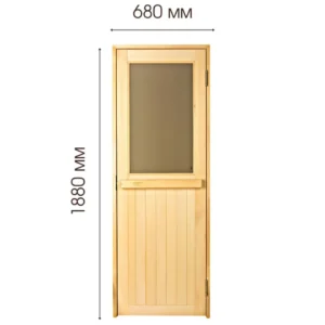 TESLI MAX Wooden Sauna Door, dimensioned front view