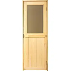 TESLI MAX Wooden Sauna Door, front view with upper glass panel