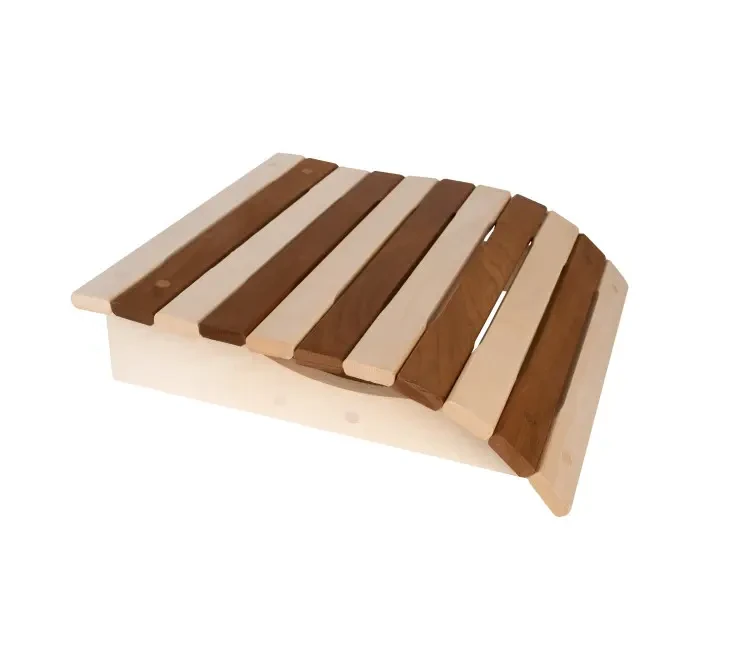TESLI Mix Orthopedic sauna headrest, curved surface with alternating light and dark wooden slats