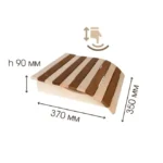 TESLI Mix Orthopedic sauna headrest, dimensioned view with rocking-motion symbol