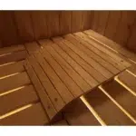 TESLI Orthopedic sauna headrest, headrest placed on a wooden sauna bench