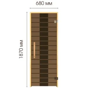 TESLI Plaza glass sauna door, front view with height and width annotations