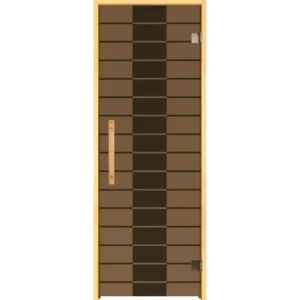 TESLI Plaza glass sauna door, front view with horizontal line design
