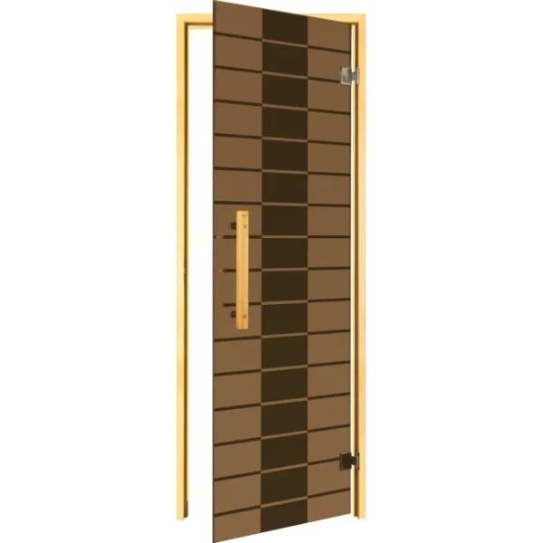 TESLI Plaza glass sauna door, open door with wooden frame