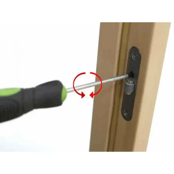 TESLI Sauna decorative glass door, adjustment of frame latch with a screwdriver