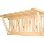 TESLI Sauna Wall Clothes & Towel Hanger, angled view of shelf and hanging rail