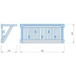 TESLI Sauna Wall Clothes & Towel Hanger, dimensioned front and side drawings