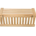 TESLI Sauna Wall Clothes & Towel Hanger, front view of shelf and hanging rail